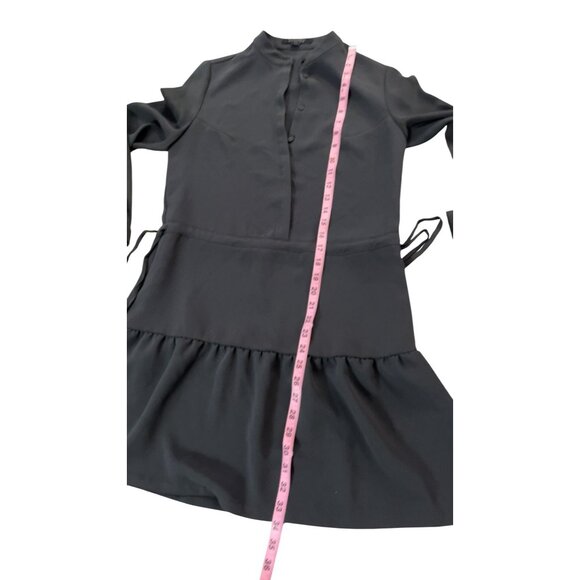 All Saints Lin Sleeve Mini Relax Dress Dark Olive Green Tie Waist Size 2 - Picture 5 of 10